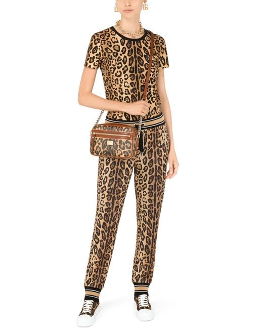 Dolce & Gabbana Black Crossbody-Tasche Medium mit Leopardenprint