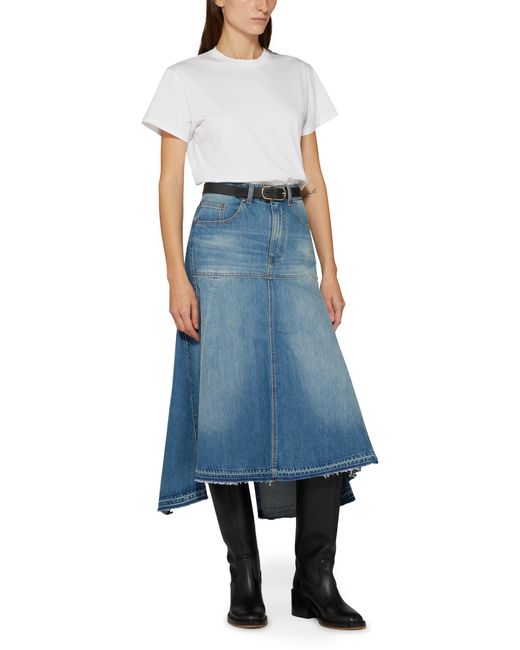 Victoria Beckham Blue Fit & Flare Patched Denim Skirt