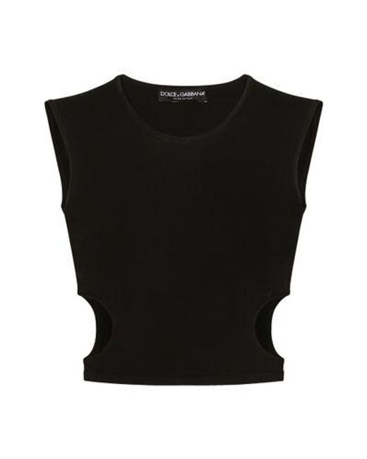 Dolce & Gabbana Black Viscose Top With Cut-Out Sides