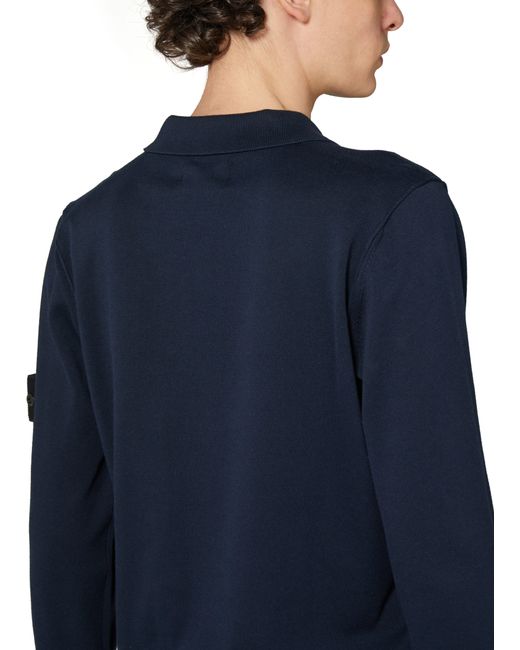 Stone Island Blue Half Zip Sweater for men