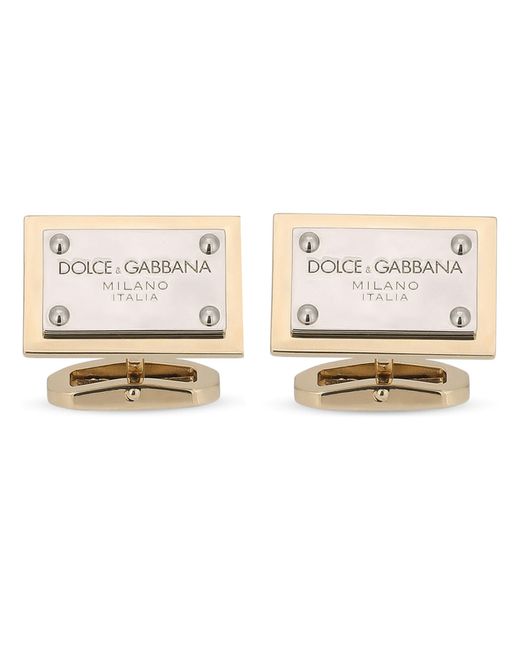Dolce & Gabbana Pink Cufflinks With Logo Tag for men