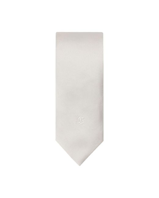 Dolce & Gabbana White Silk Tie With Dg Logo for men