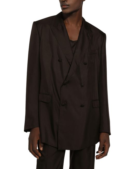 Dolce & Gabbana Zweireihige Jacke aus Seide in Black für Herren