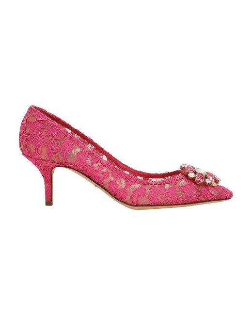 Dolce & Gabbana Pink Lace Pumps