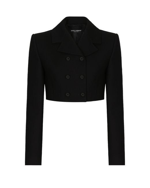 Dolce & Gabbana Black Kurze Zweireihige Jacke Aus Twill