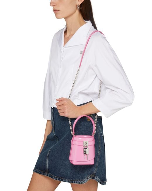 Givenchy Pink Bucket Bag Shark Lock Micro Aus Boxleder