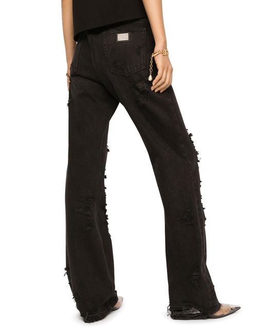 Dolce & Gabbana Black Flared Jeans With Ripped Details
