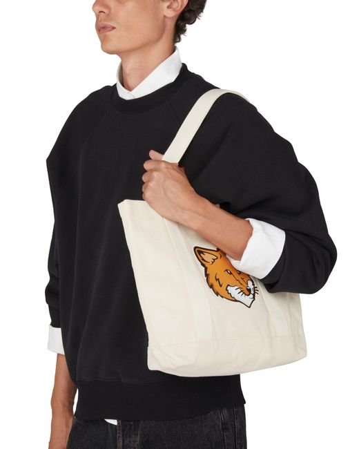 Maison Kitsuné White Fox Head Tote Bag for men