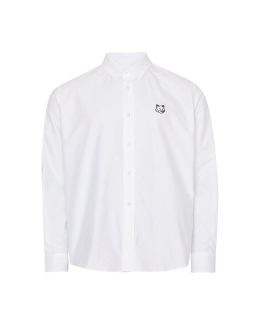 Maison Kitsuné White Contour Fox Head Logo Shirt for men