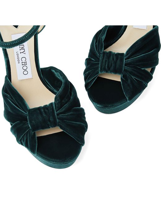 Jimmy Choo Blue Heloise 120 Velvet Sandals