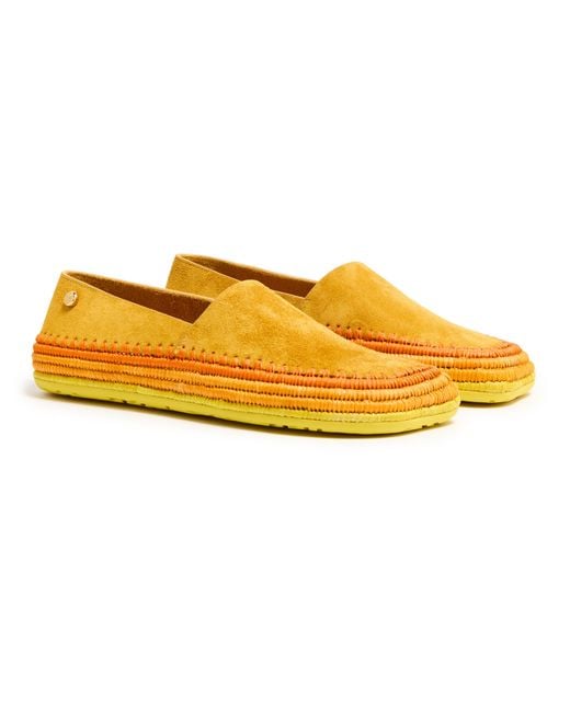 Loewe Yellow Rio Suede And Raffia Espadrilles