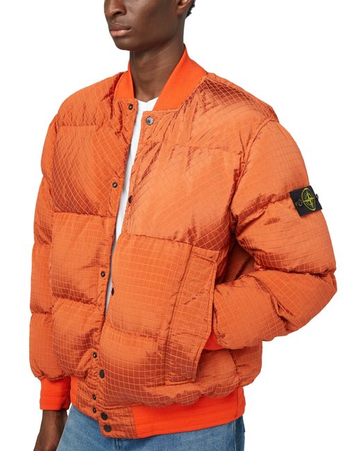 Stone Island Orange Puffer Jacket for men