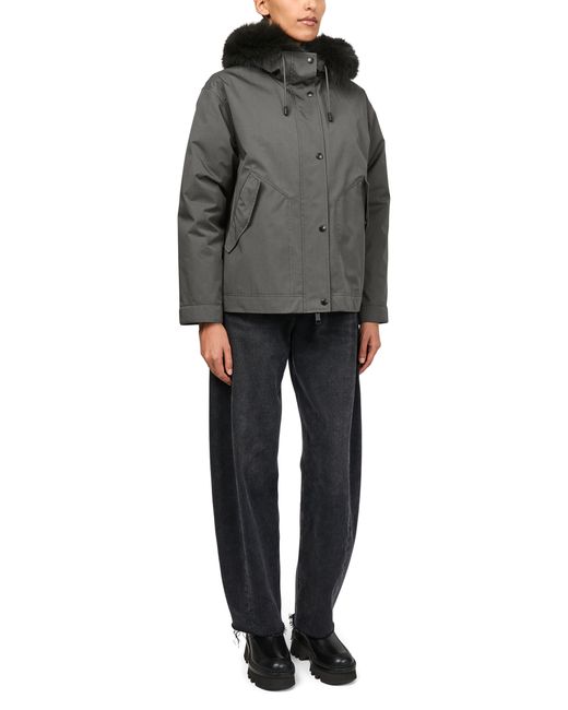 Yves Salomon Gray Hooded Cotton Parka