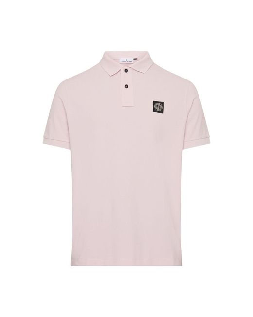 Stone Island Pink Short-Sleeved Polo Shirt With Logo for men