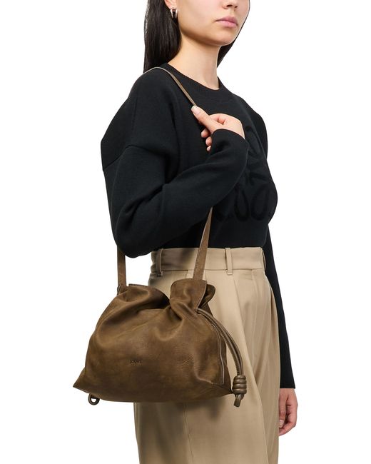 Flamenco Clutch Moyen En Nubuck Grainé Loewe en coloris Brown