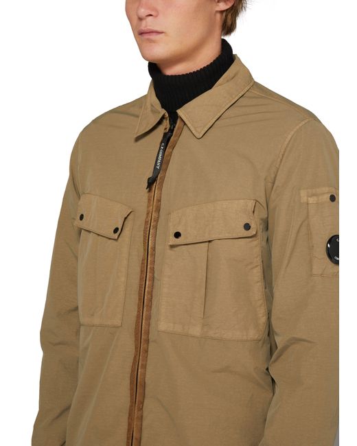 C P Company Green Flatt Nylon Zipped Overshirt for men