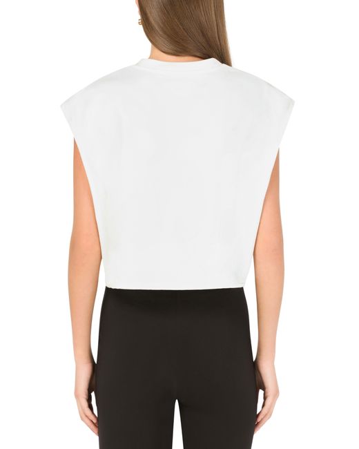 Dolce & Gabbana White Jersey-T-Shirt mit Cropped-Schnitt