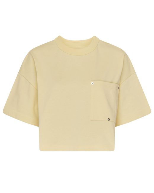Bottega Veneta Natural Jersey Cropped T-Shirt With V Pocket