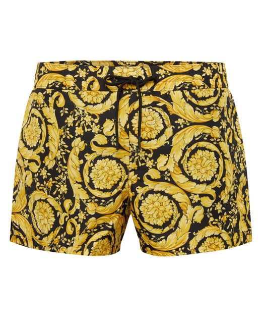 Versace Yellow Barocco Swim Shorts for men