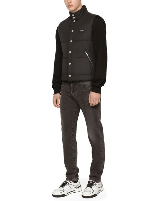 Dolce & Gabbana Black Nylon Vest With Branded Tag for men