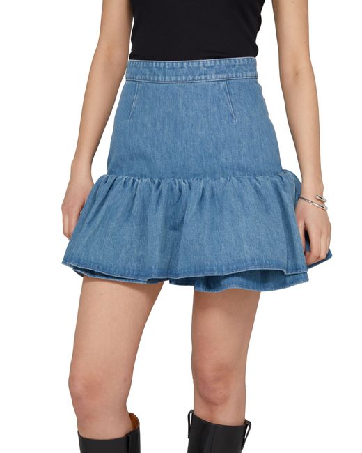 Patou Blue Ruffled Mini Skirt