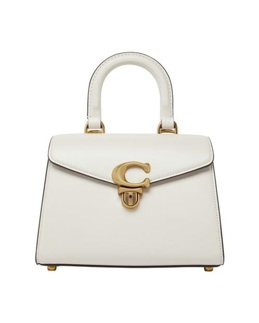 COACH White Luxe Refined Calf Leather Sammy Top Handle 21