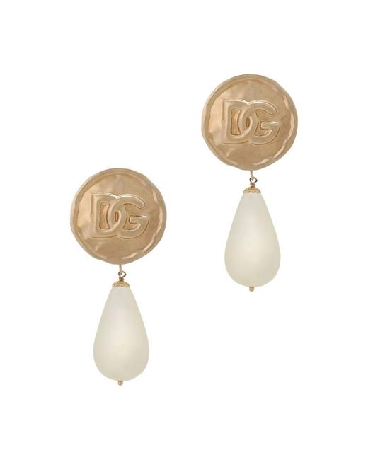 Dolce & Gabbana Natural Drop-shaped Pendant Earrings