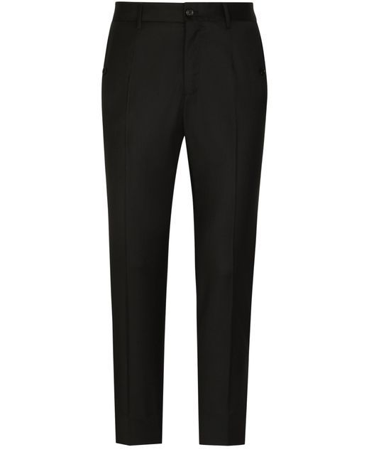 Dolce & Gabbana Black Stretch Wool Pants With Side Bands for men
