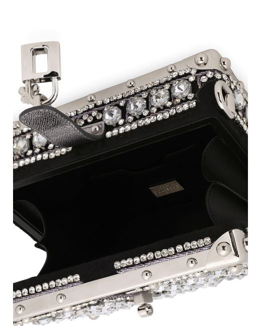 Dolce & Gabbana Black Embroidered Jacquard Dolce Box Bag