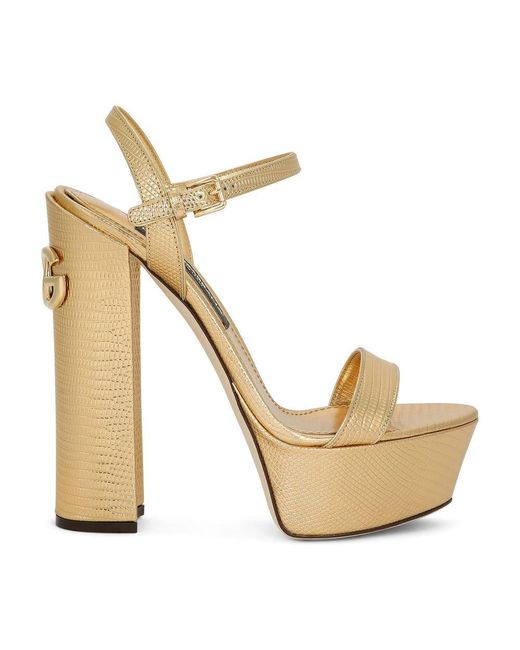 Dolce & Gabbana Metallic Foiled Calfskin Platform Sandals