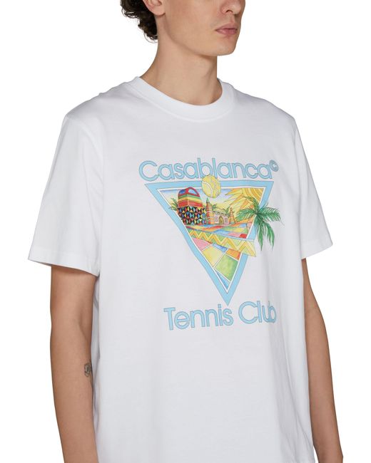 Casablancabrand Logo-T-Shirt Tennis Club Afro Cubism Printed in White für Herren