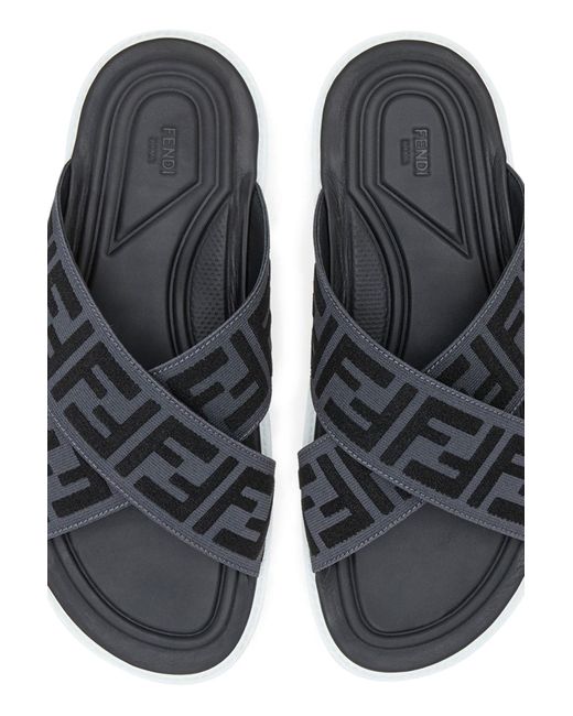 fendi multicolor fabric slides