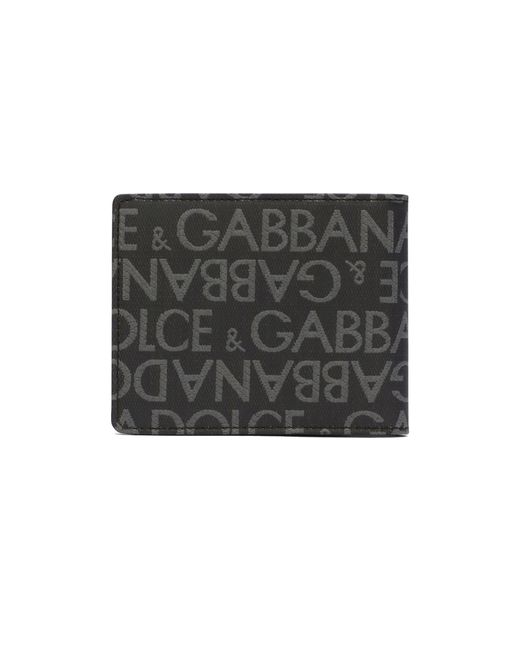 Dolce & Gabbana Bifold-Geldbörse aus beschichtetem Jacquard in Black für Herren