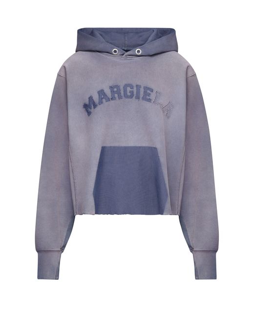 Maison Margiela Blue Kapuzensweatshirt aus Bio-Baumwolle Memory of