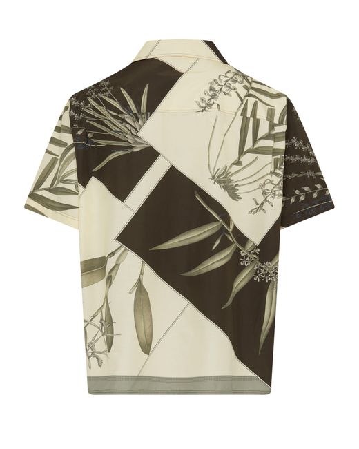 Loewe Kurzarmhemd mit Pflanzenprint aus Baumwolle und Seide in Metallic für Herren