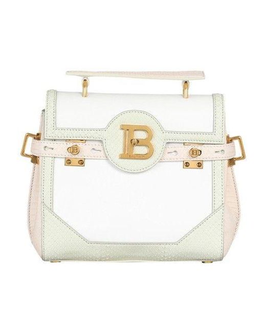 Balmain B-buzz 23 Bag In Leather And Python Leather in White | Lyst