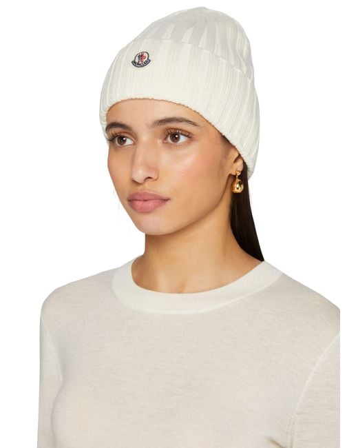 Moncler White Mütze Mit Logo