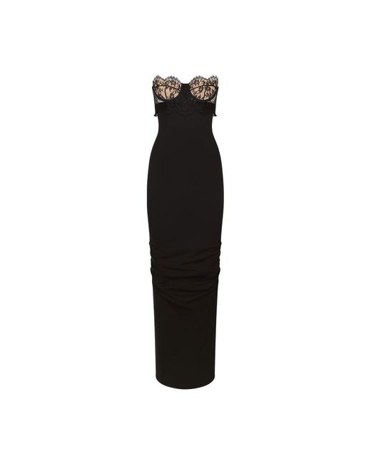 Dolce & Gabbana Black Long Jersey Milano Rib Dress