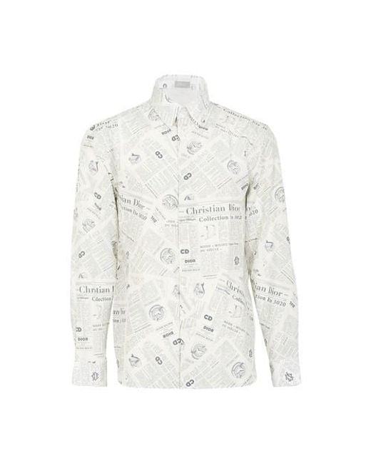 Dior White And Daniel Arsham Newspaper Print Shirt for men