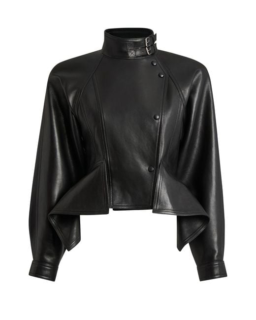 Balmain Black Button-Up Leather Jacket