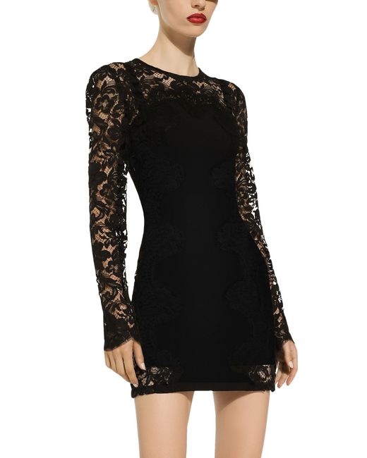 Dolce & Gabbana Black Short Cordonetto Lace Dress