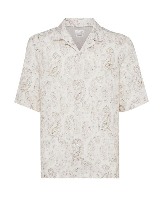 Chemise à col camp Brunello Cucinelli pour homme en coloris White