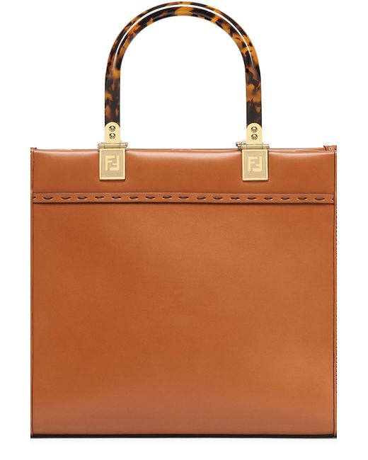 Fendi brown leather clearance shopper