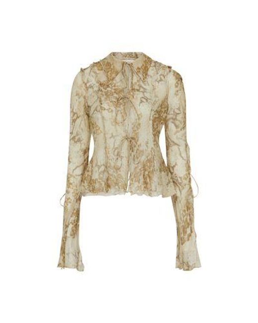 Acne Natural Printed Long-Sleeved Blouse