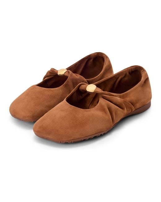 Loewe Brown Pebble Soft Ballet Flats
