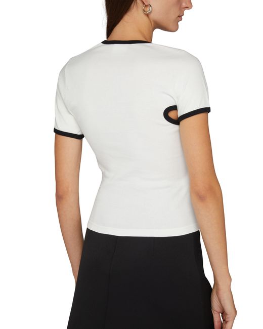 Courreges White Asymmetric Cotton Applique T-Shirt