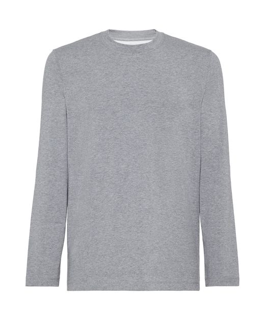 Brunello Cucinelli Gray Long Sleeve T-Shirt for men