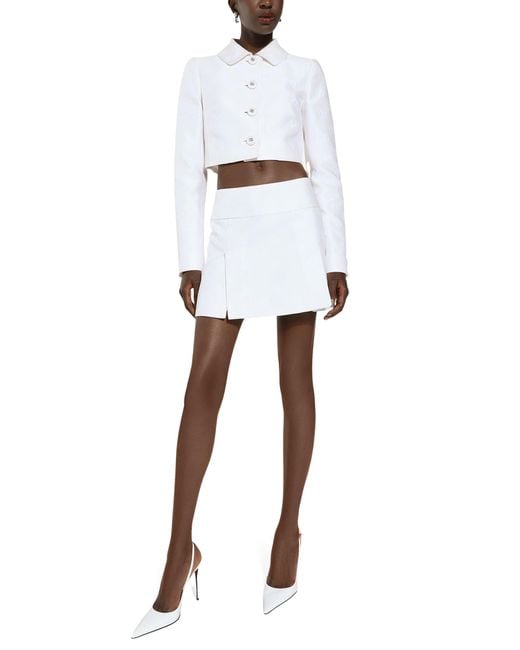 Dolce & Gabbana White Quilted Jacquard Miniskirt