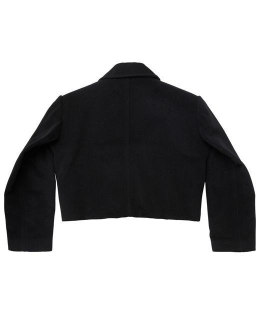 Balenciaga Black Folded Peacoat In Cashmere