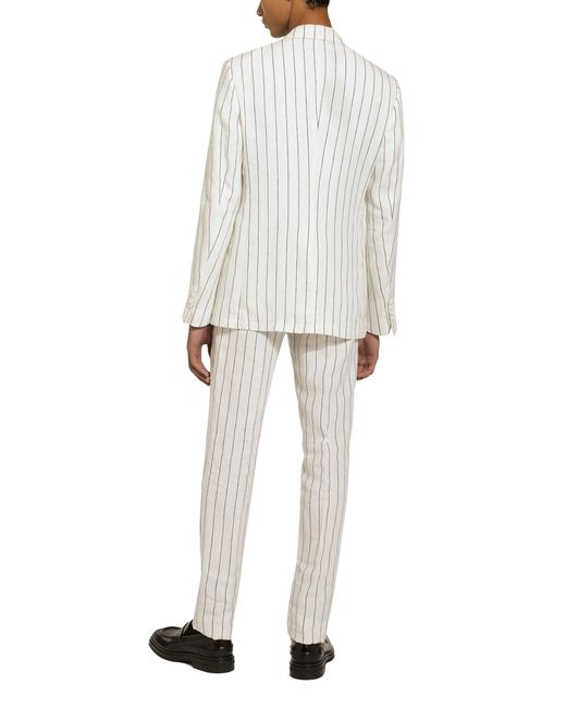 Pantalon en lin à fines rayures Dolce & Gabbana pour homme en coloris White